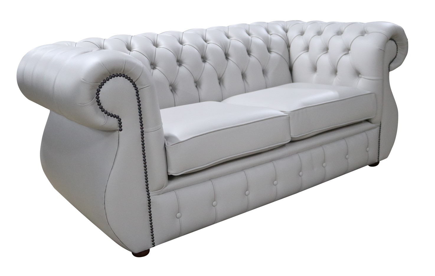 Product photograph of Chesterfield 2 Seater Vele Cloud Grey Leather Sofa Bespoke In Kimberley Style from Chesterfield Sofas.