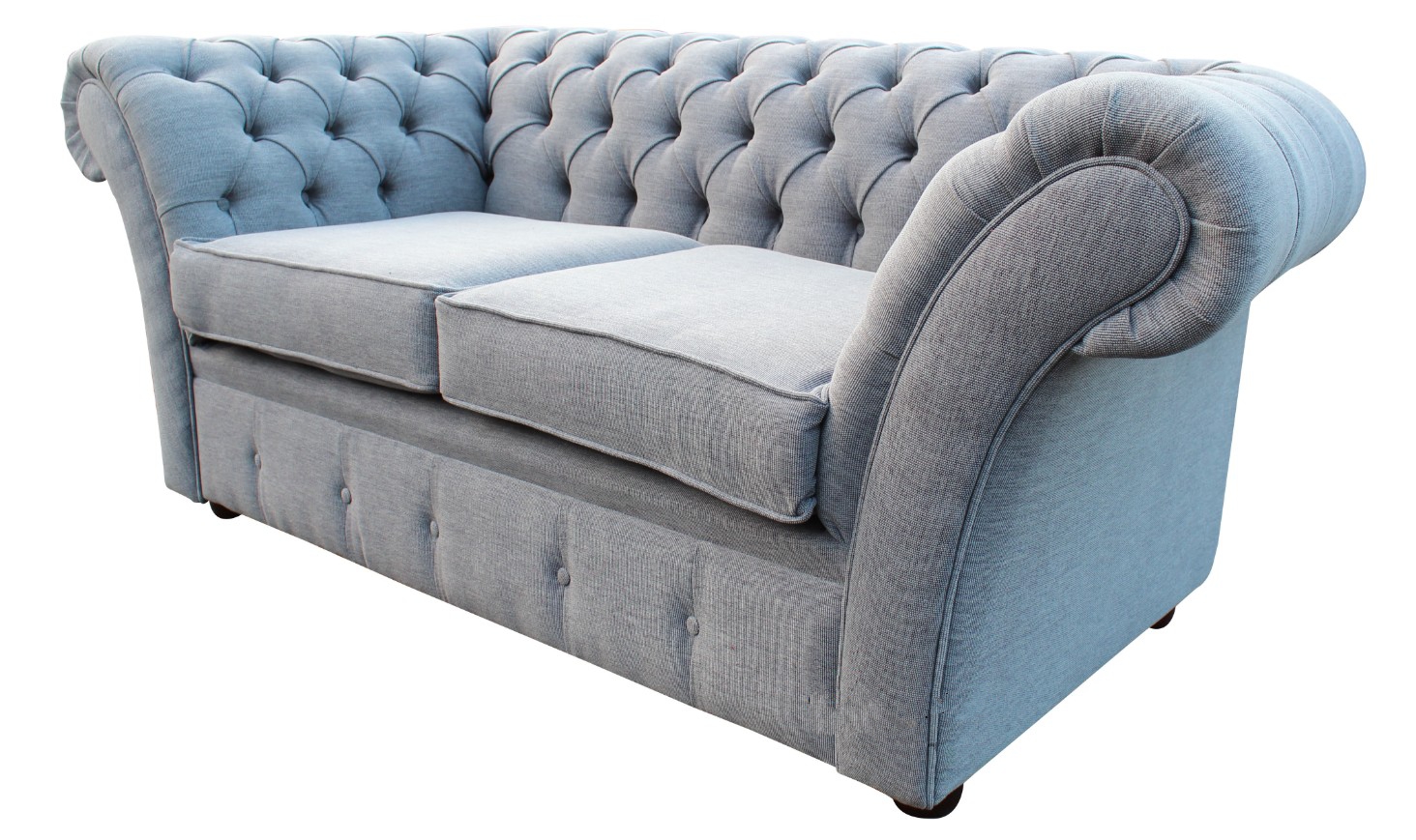 Product photograph of Chesterfield 2 Seater Verity Plain Silver Fabric Sofa Settee Bespoke In Balmoral Style from Chesterfield Sofas.