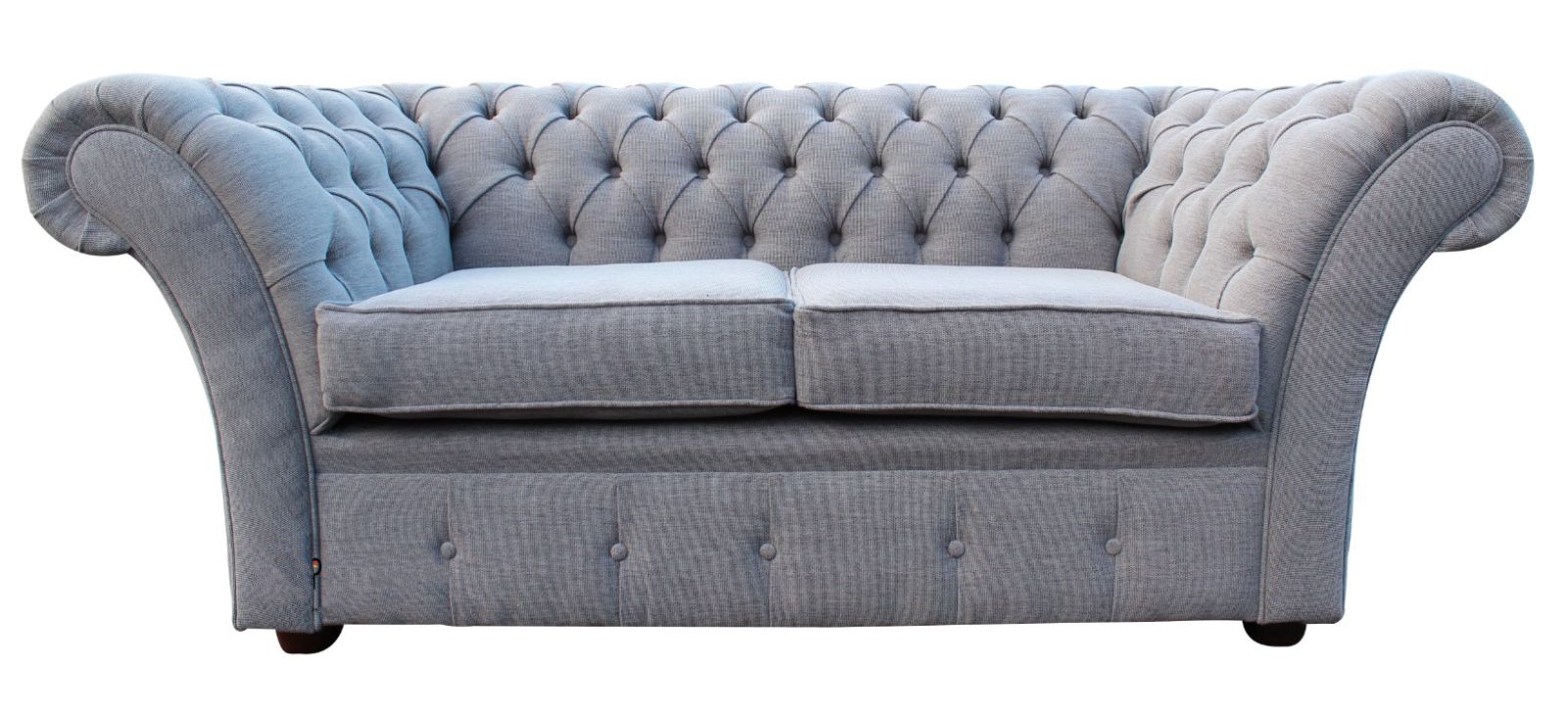 Product photograph of Chesterfield 2 Seater Verity Plain Silver Fabric Sofa Settee Bespoke In Balmoral Style from Chesterfield Sofas.