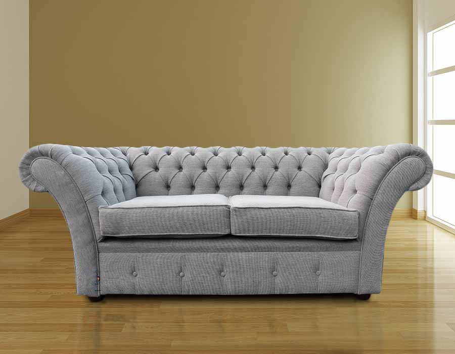 Product photograph of Chesterfield 2 Seater Verity Plain Silver Fabric Sofa Settee Bespoke In Balmoral Style from Chesterfield Sofas