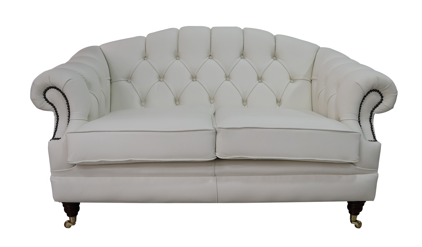 Product photograph of Chesterfield 2 Seater White Leather Sofa Settee Custom Made In Victoria Style from Chesterfield Sofas