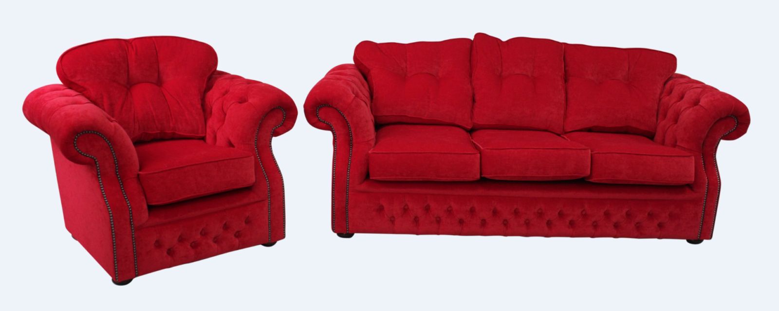 Product photograph of Chesterfield 3 1 Rouge Red Fabric Sofa Suite Bespoke In Era Style from Chesterfield Sofas