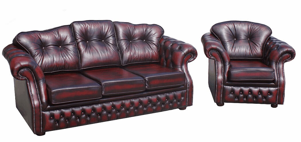 Product photograph of Chesterfield 3 1 Seater Sofa Suite Antique Oxblood Red Leather In Era Style from Chesterfield Sofas