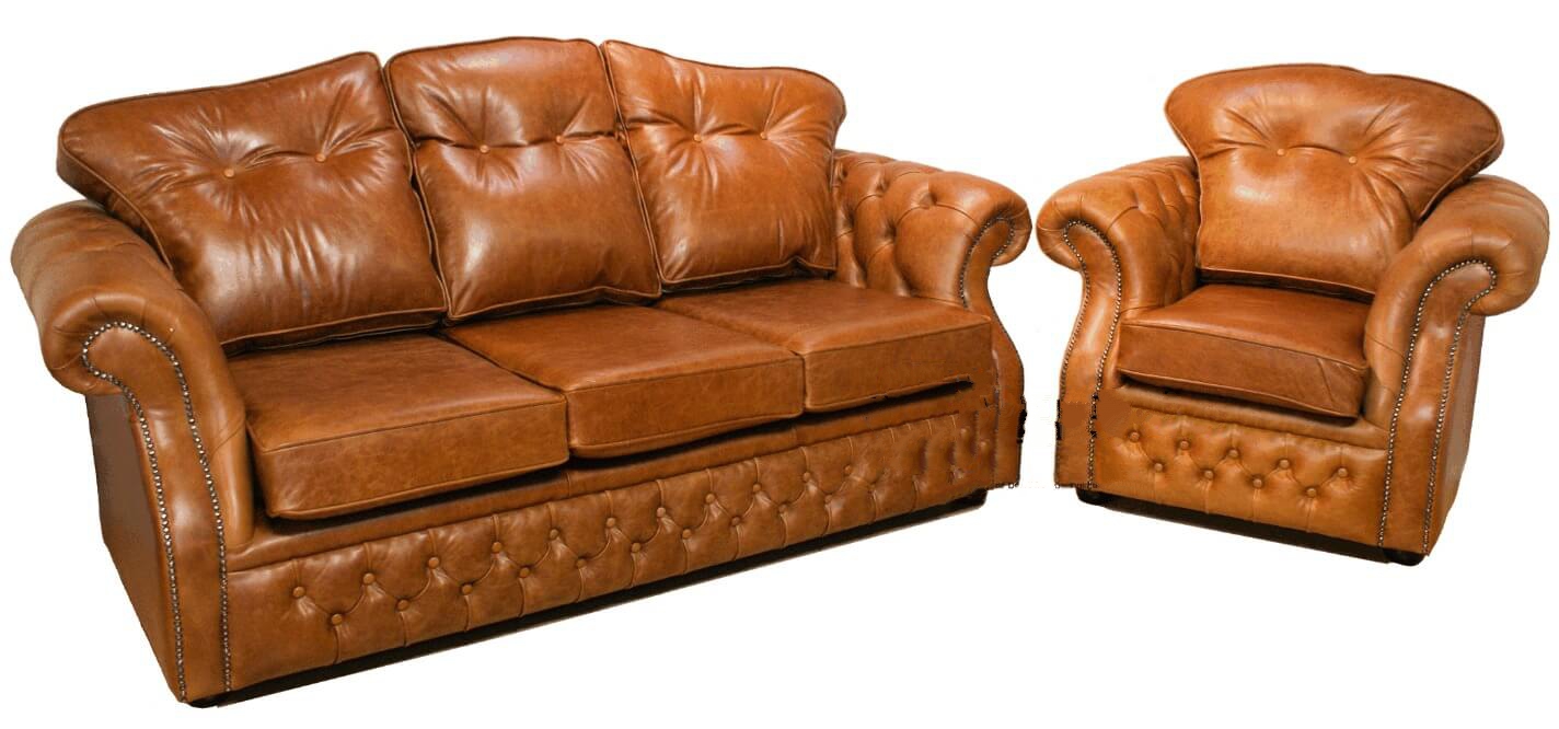 Product photograph of Chesterfield 3 1 Seater Sofa Suite Old English Tan Leather In Era Style from Chesterfield Sofas.