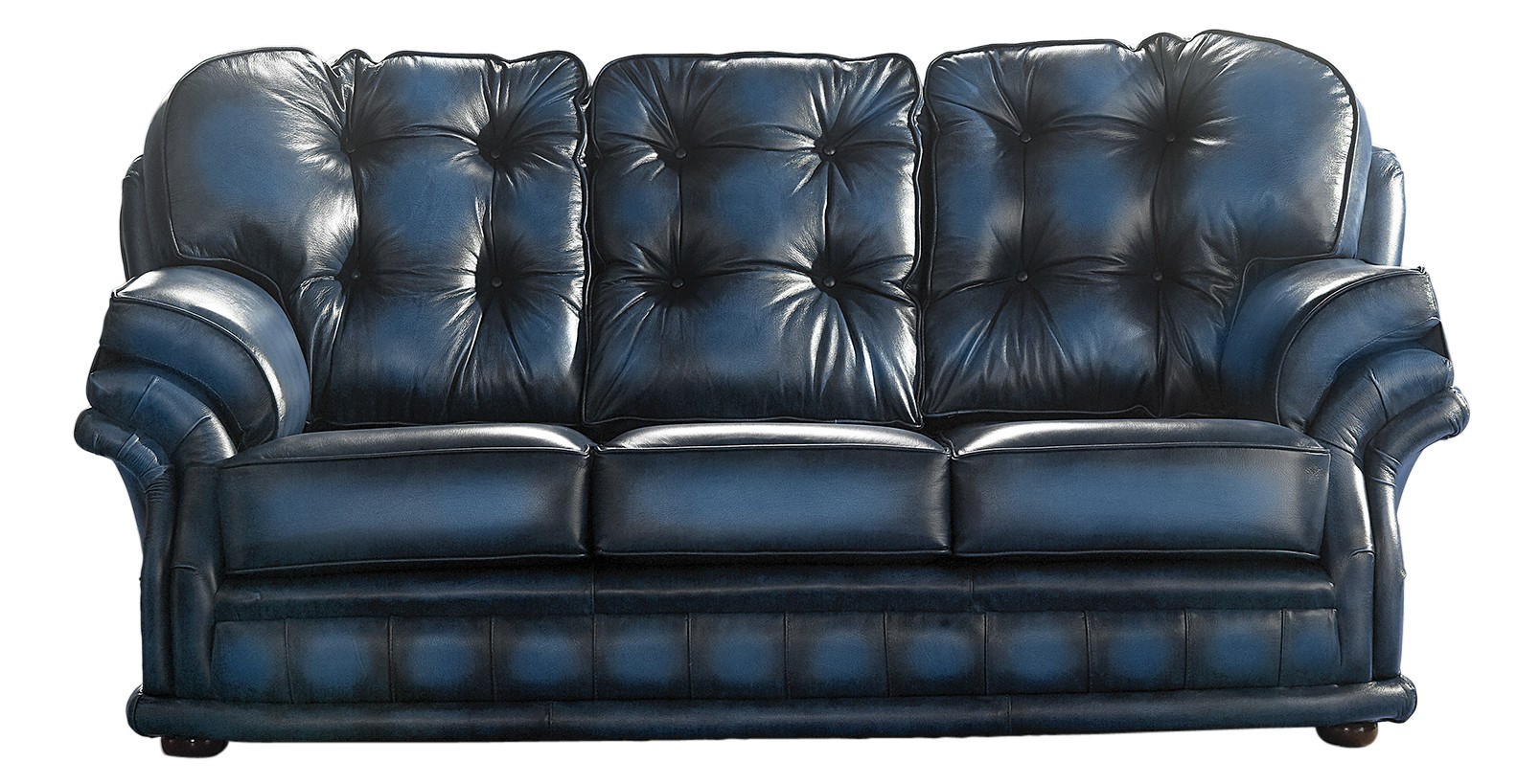 Product photograph of Chesterfield 3 Seater Antique Blue Leather Sofa Bespoke In Knightsbr Idge Style from Chesterfield Sofas