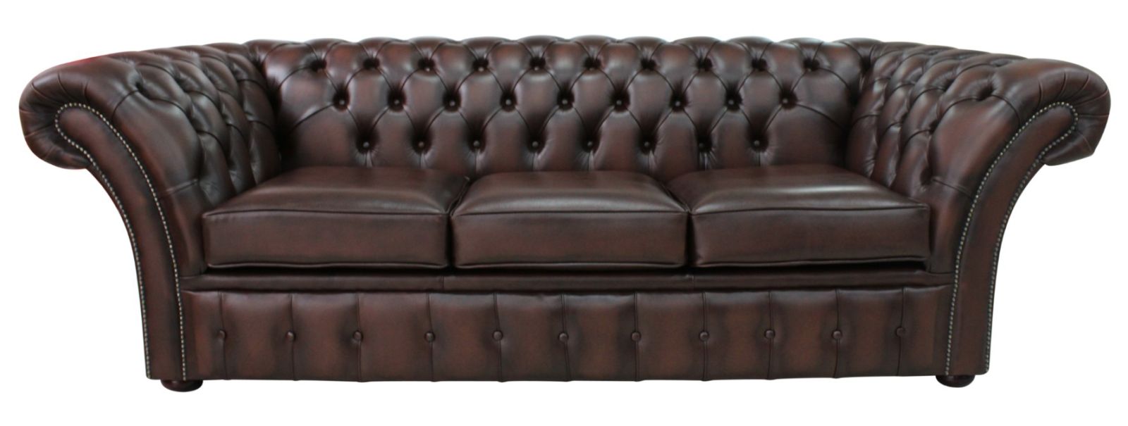 Product photograph of Chesterfield 3 Seater Antique Brown Leather Sofa Bespoke In Balmoral Style from Chesterfield Sofas