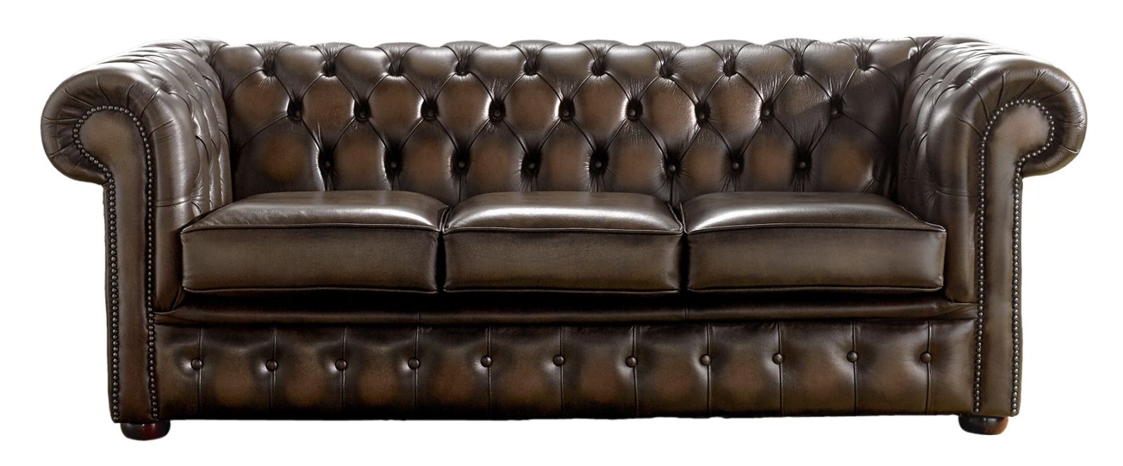 Product photograph of Chesterfield 3 Seater Antique Brown Real Leather Sofa Bespoke In Classic Style from Chesterfield Sofas