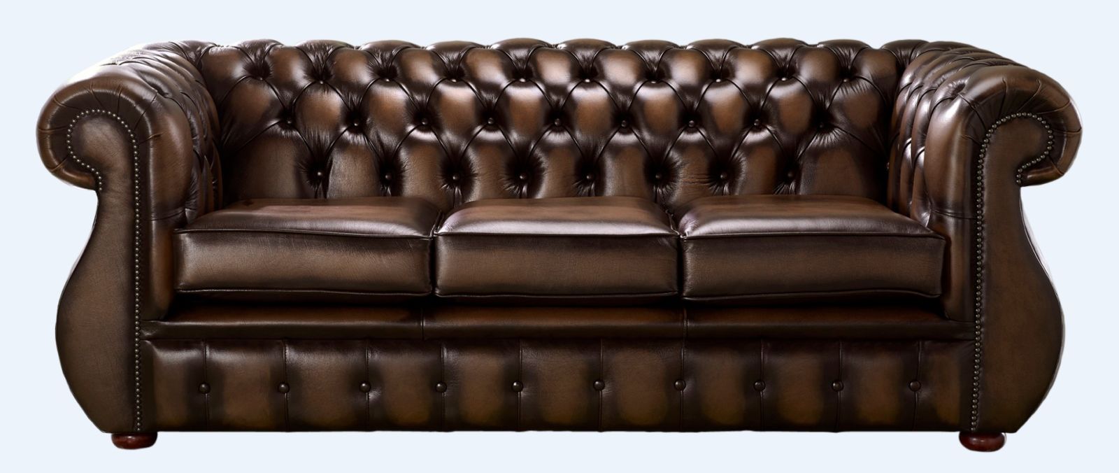 Product photograph of Chesterfield 3 Seater Antique Brown Real Leather Sofa Bespoke In Kimberley Style from Chesterfield Sofas
