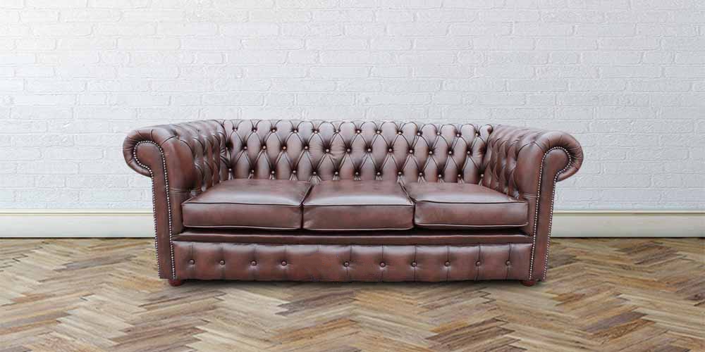 Product photograph of Chesterfield 3 Seater Antique Brown Leather Sofa In Classic Style from Chesterfield Sofas