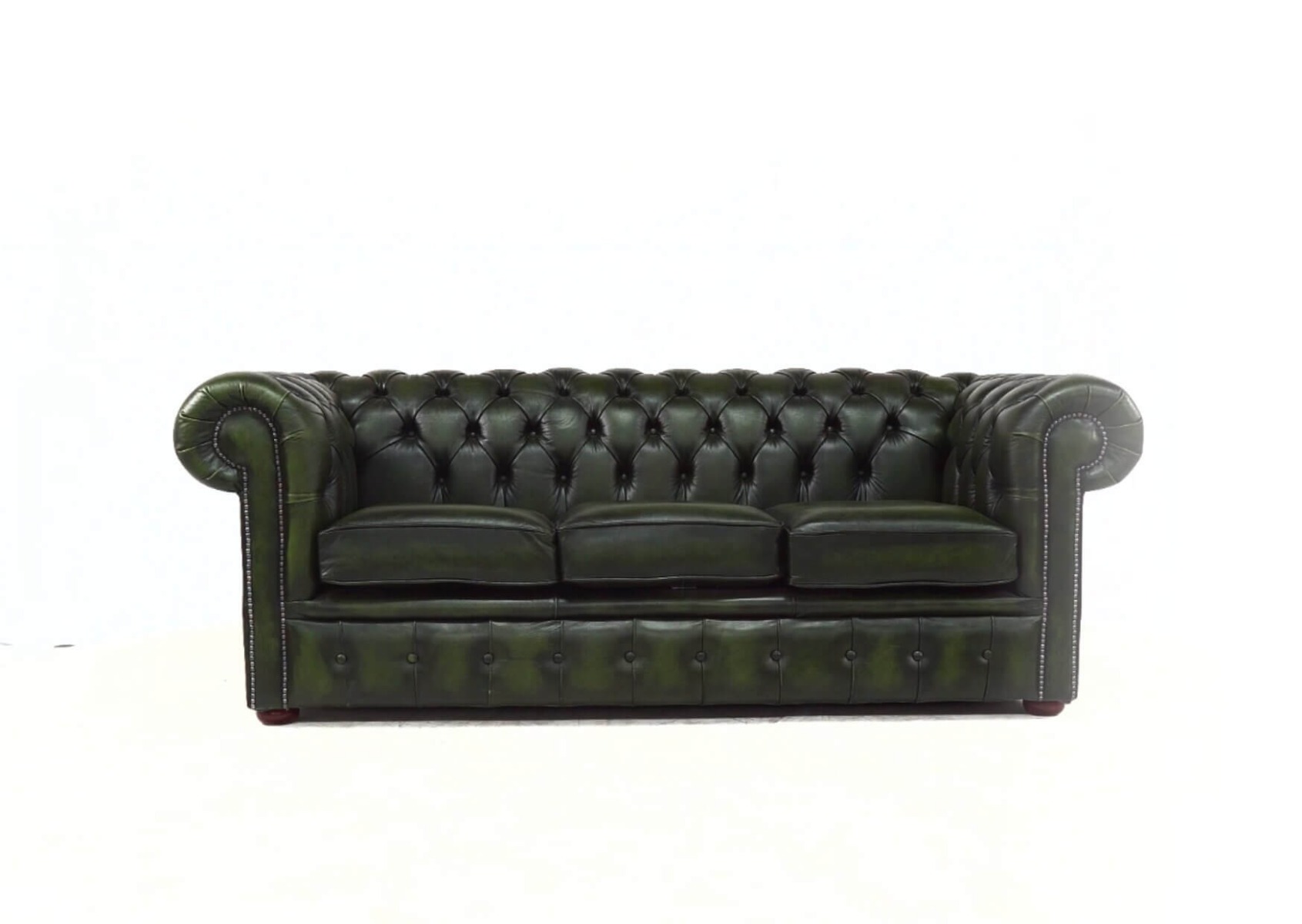 Product photograph of Chesterfield 3 Seater Antiquen Green Real Leather Tufted Buttoned Sofa In Classic Style from Chesterfield Sofas.