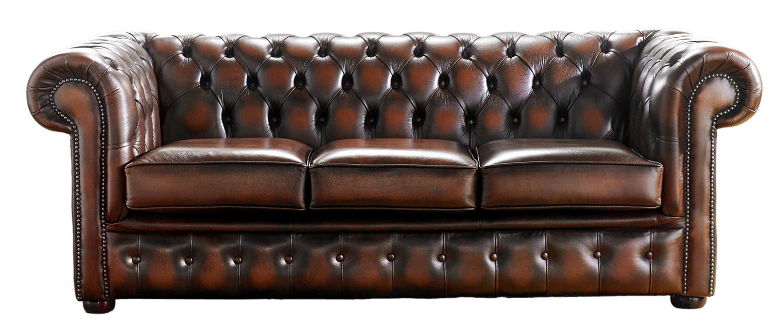 Product photograph of Chesterfield 3 Seater Antique Light Rust Leather Sofa Bespoke In Classic Style from Chesterfield Sofas