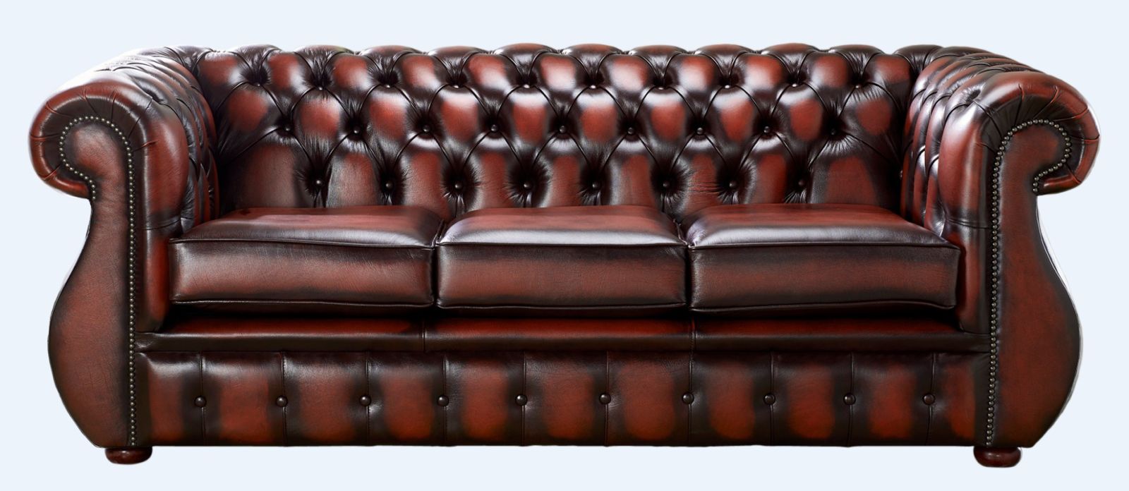 Product photograph of Chesterfield 3 Seater Antique Light Rust Leather Sofa Bespoke In Kimberley Style from Chesterfield Sofas