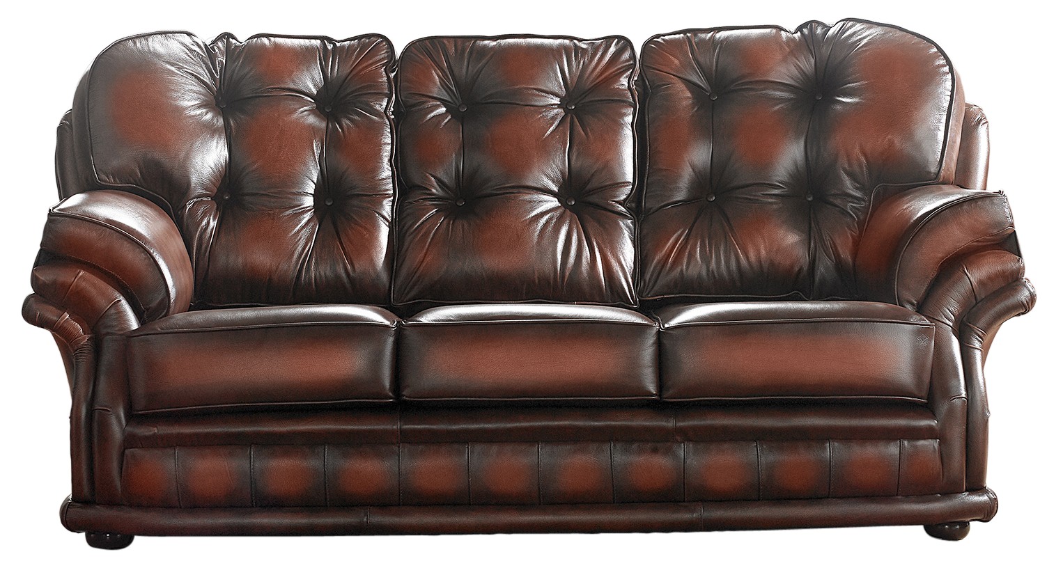 Product photograph of Chesterfield 3 Seater Antique Light Rust Leather Sofa Bespoke In Knightsbr Idge Style from Chesterfield Sofas