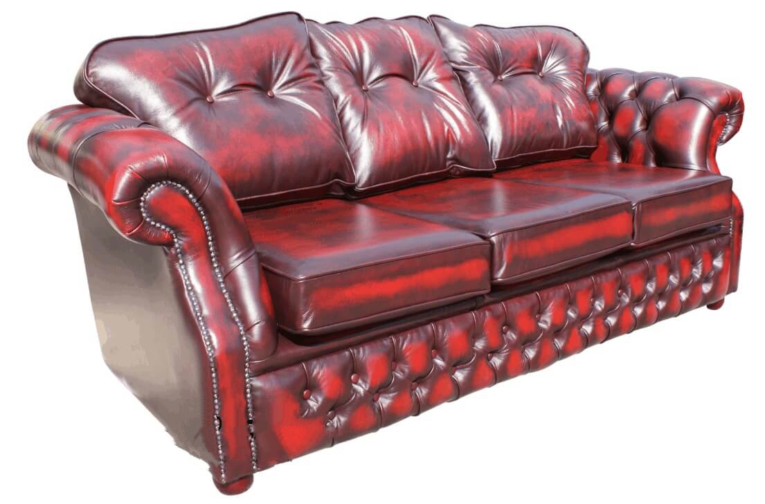 Product photograph of Chesterfield 3 Seater Antique Oxblood Red Leather Sofa Settee In Era Style from Chesterfield Sofas.