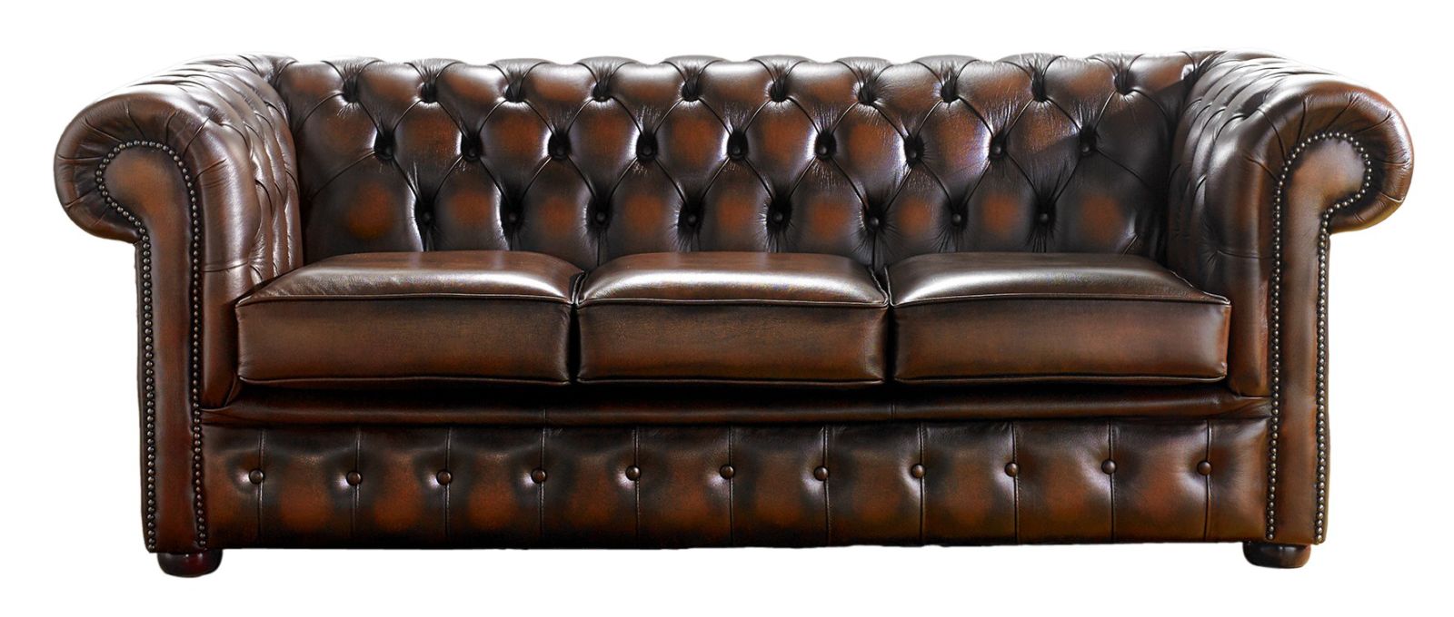 Product photograph of Chesterfield 3 Seater Antique Rust Leather Sofa Bespoke In Classic Style from Chesterfield Sofas