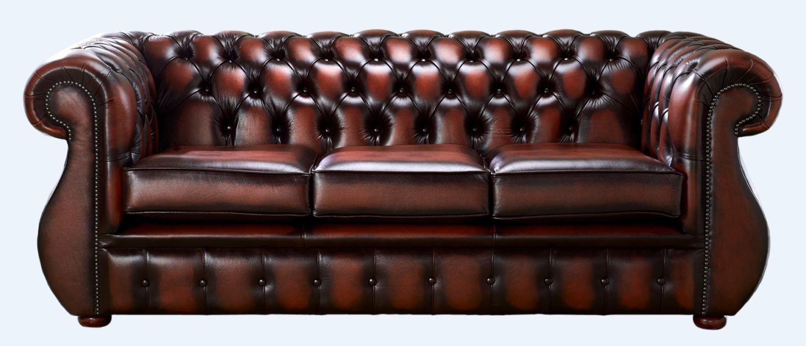 Product photograph of Chesterfield 3 Seater Antique Rust Leather Sofa Bespoke In Kimberley Style from Chesterfield Sofas