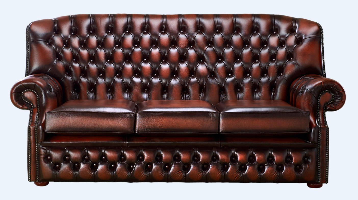 Product photograph of Chesterfield 3 Seater Antique Rust Leather Sofa Bespoke In Monks Style from Chesterfield Sofas