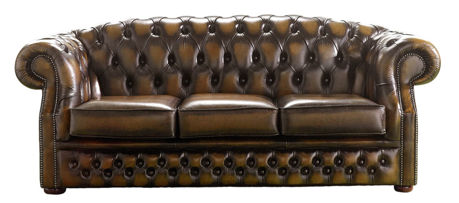 Product photograph of Chesterfield 3 Seater Antique Tan Leather Sofa Bespoke In Buckingham Style from Chesterfield Sofas