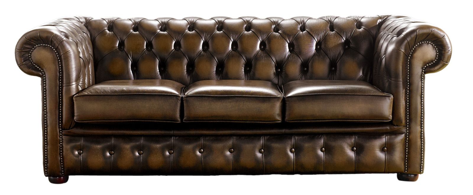 Product photograph of Chesterfield 3 Seater Antique Tan Real Leather Sofa Bespoke In Classic Style from Chesterfield Sofas