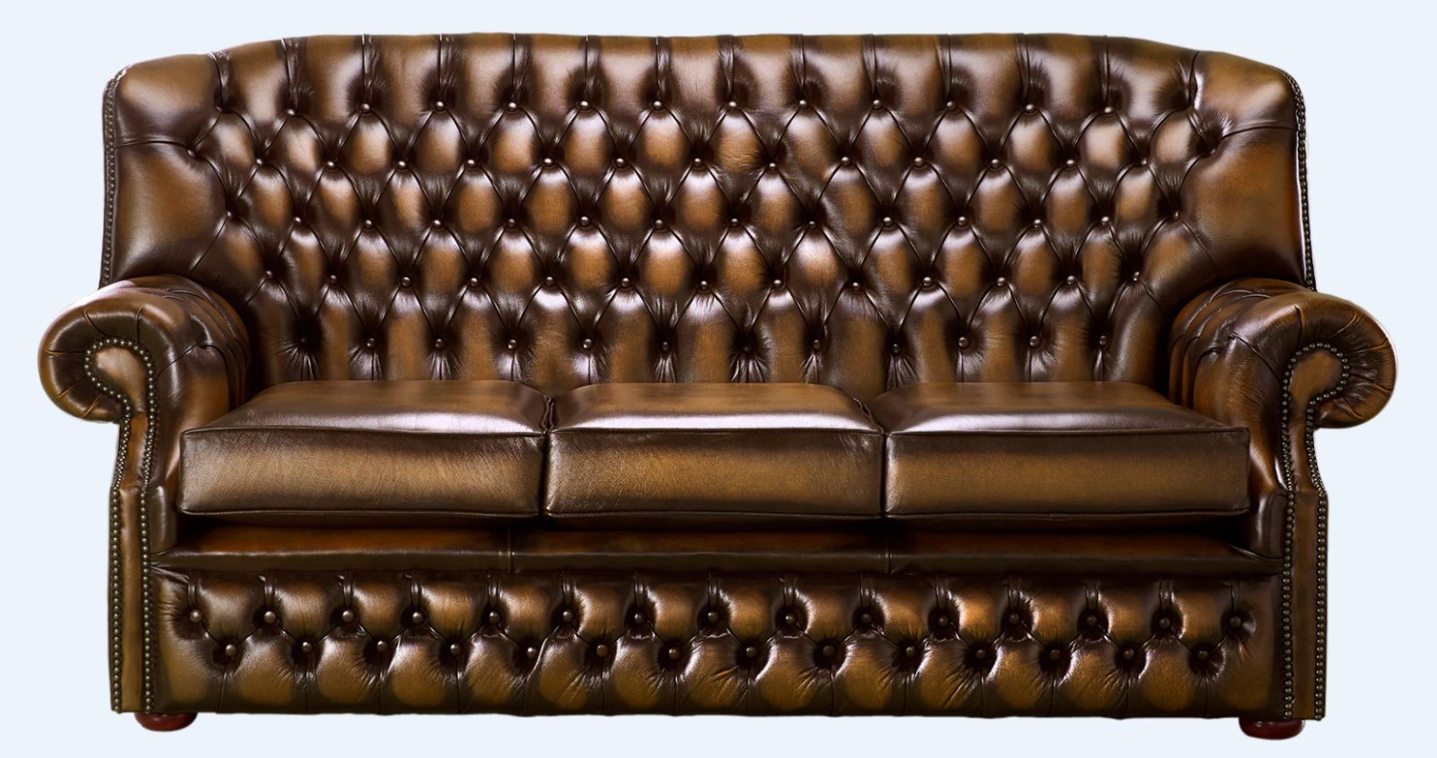 Product photograph of Chesterfield 3 Seater Antique Tan Leather Sofa Bespoke In Monks Style from Chesterfield Sofas