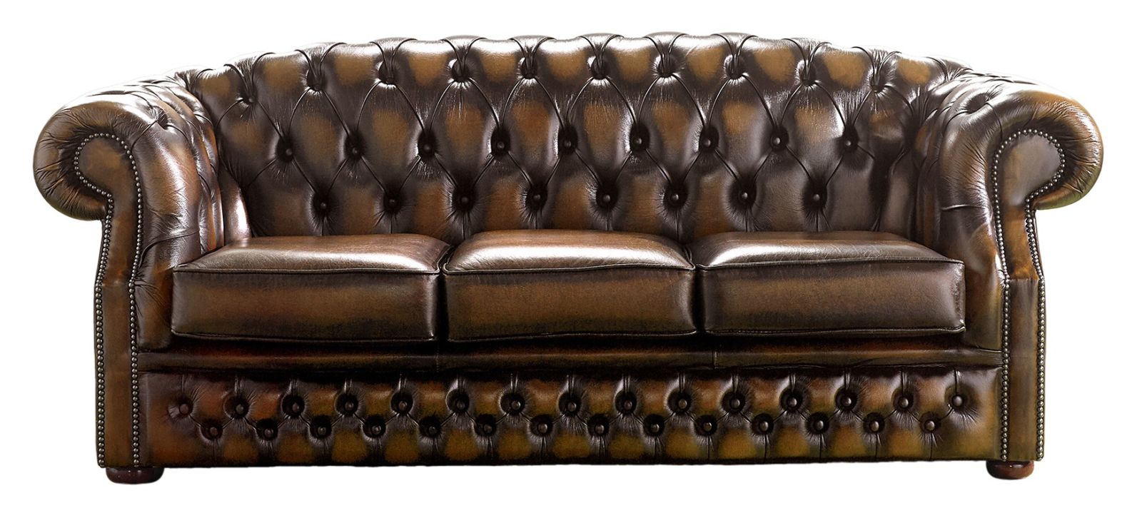 Product photograph of Chesterfield 3 Seater Autumn Tan Leather Sofa Bespoke In Buckingham Style from Chesterfield Sofas