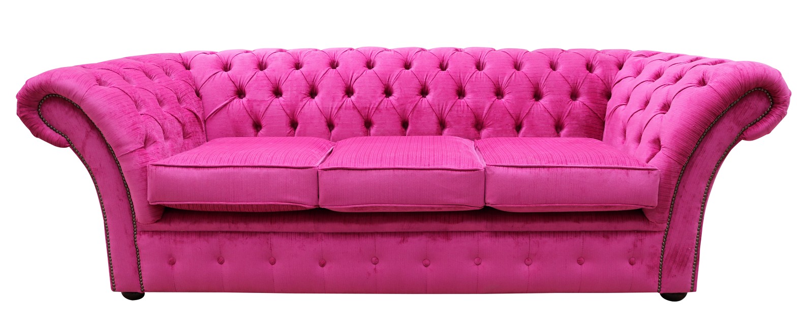Product photograph of Chesterfield 3 Seater Azzuro Fuchsia Pink Fabric Sofa Bespoke In Balmoral Style from Chesterfield Sofas