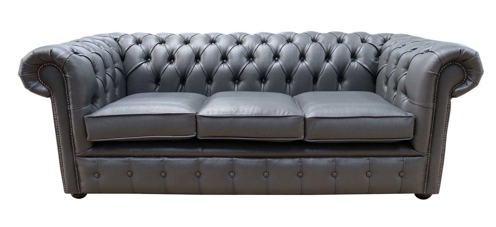 Product photograph of Chesterfield 3 Seater Bonded Grey Leather Sofa Bespoke In Classic Style from Chesterfield Sofas