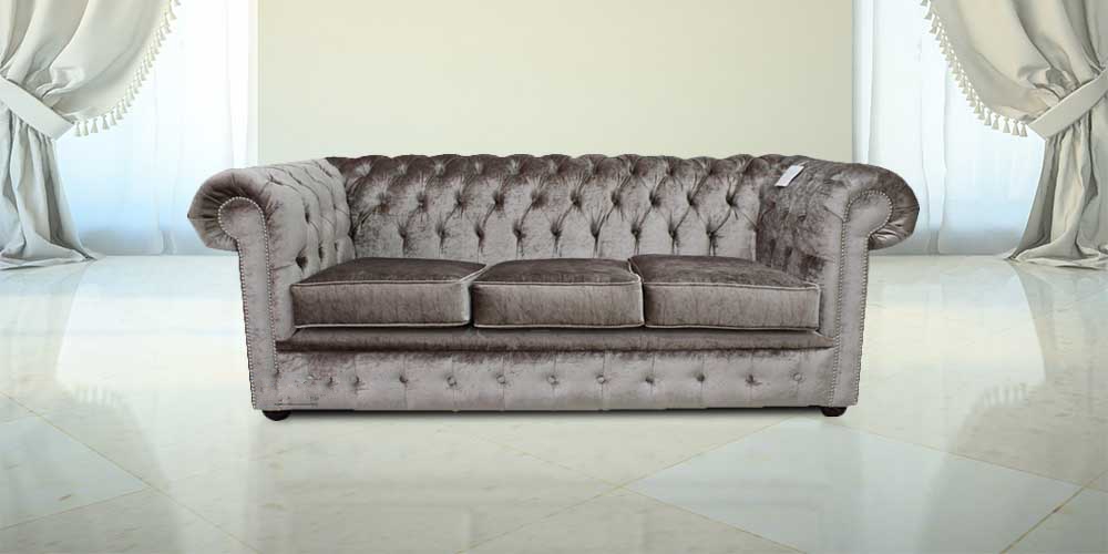 Product photograph of Chesterfield 3 Seater Boutique Beige Velvet Sofa Settee Bespoke In Classic Style from Chesterfield Sofas