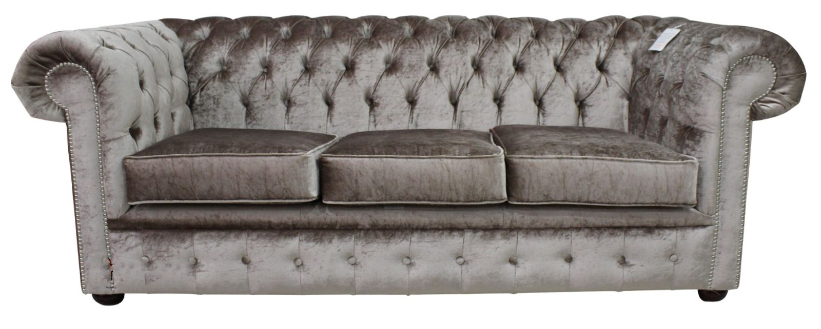 Product photograph of Chesterfield 3 Seater Boutique Beige Velvet Sofa Settee Bespoke In Classic Style from Chesterfield Sofas.