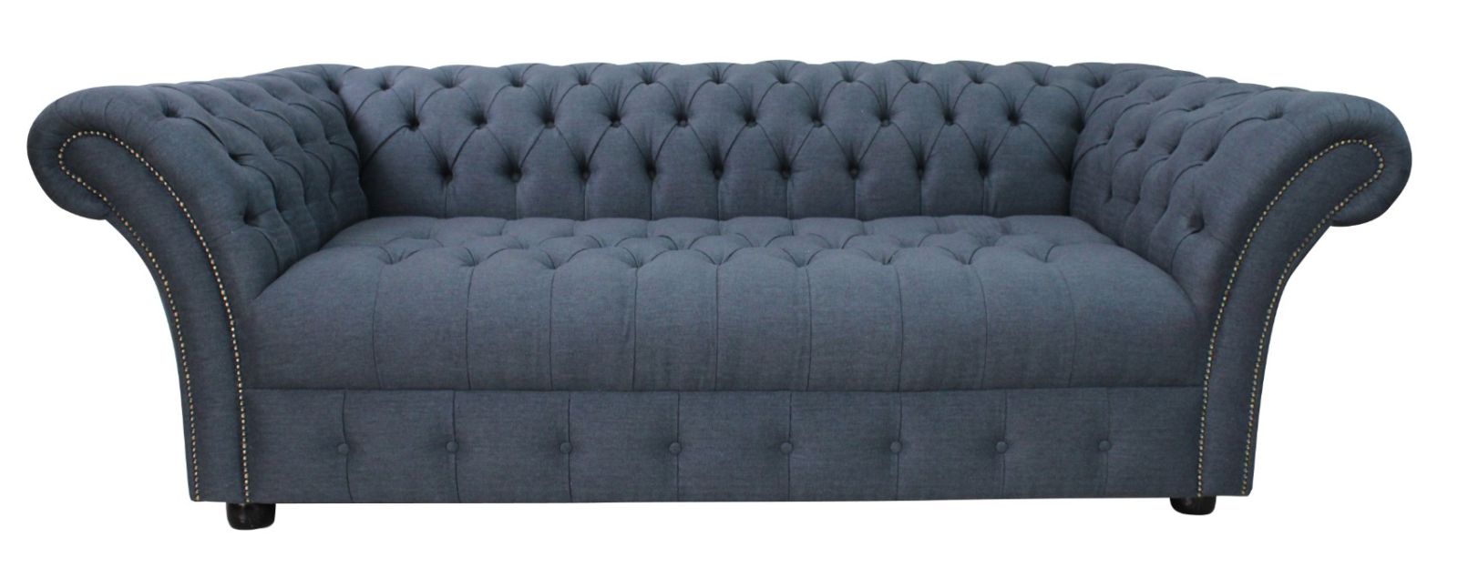 Product photograph of Chesterfield 3 Seater Buttoned Seat Grampian Marine Blue Fabric Sofa In Balmoral Style from Chesterfield Sofas