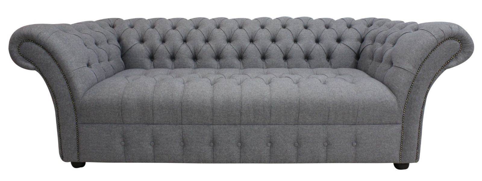 Product photograph of Chesterfield 3 Seater Buttoned Seat Grampian Steel Grey Fabric Sofa In Balmoral Style from Chesterfield Sofas