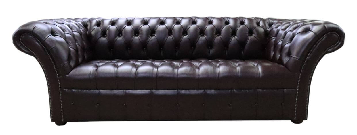 Product photograph of Chesterfield 3 Seater Buttoned Seat Leather Sofa Antique Brown In Balmoral Style from Chesterfield Sofas