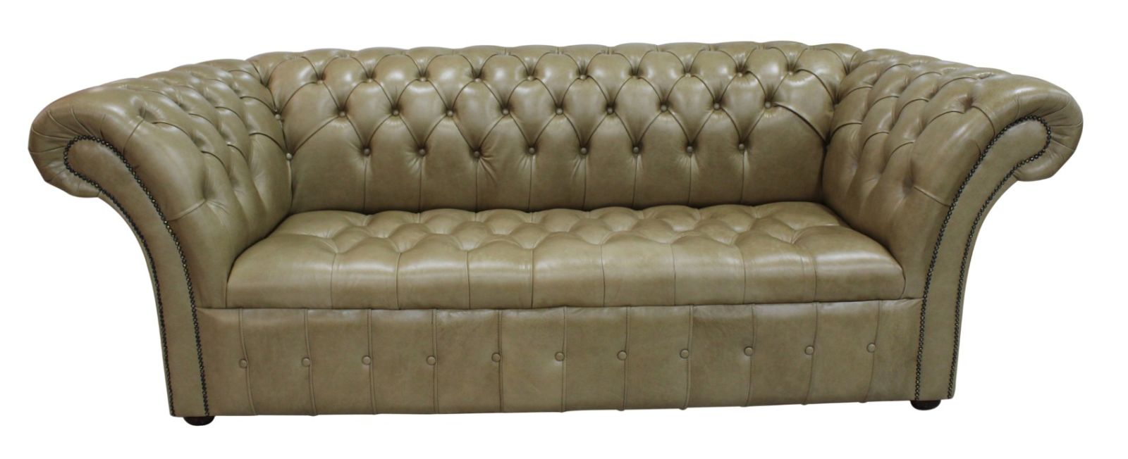 Product photograph of Chesterfield 3 Seater Buttoned Seat Old English Sand Leather Sofa In Balmoral Style from Chesterfield Sofas