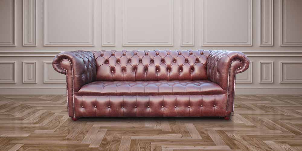 Product photograph of Chesterfield 3 Seater Buttoned Seat Sofa Old English Hazel Real Leather In Classic Style from Chesterfield Sofas