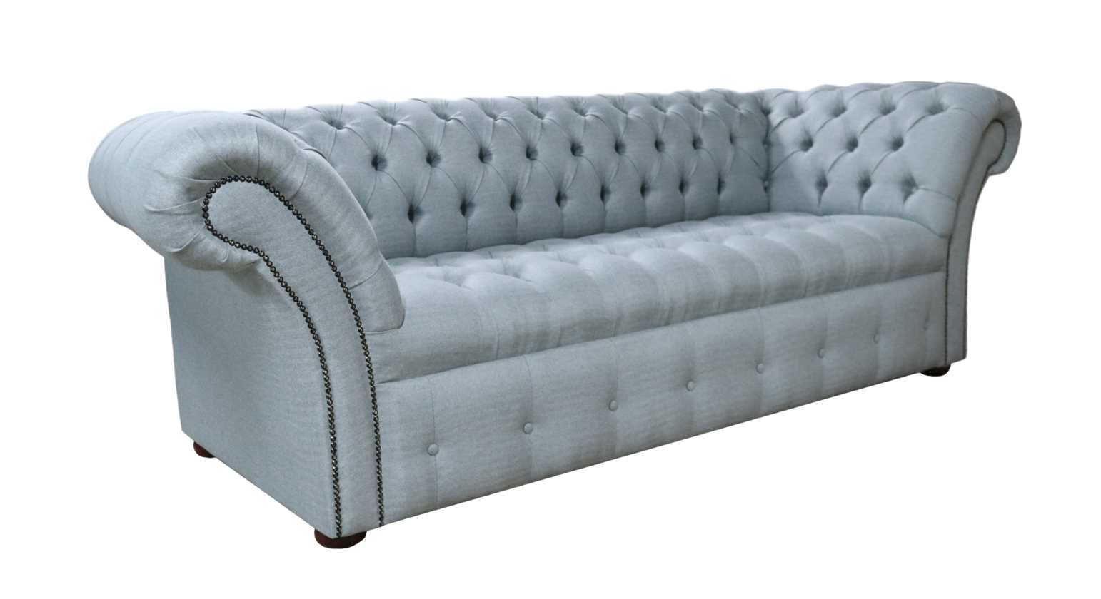 Product photograph of Chesterfield 3 Seater Buttoned Seat Sofa Settee Tweed Lime Fabric In Balmoral Style from Chesterfield Sofas.