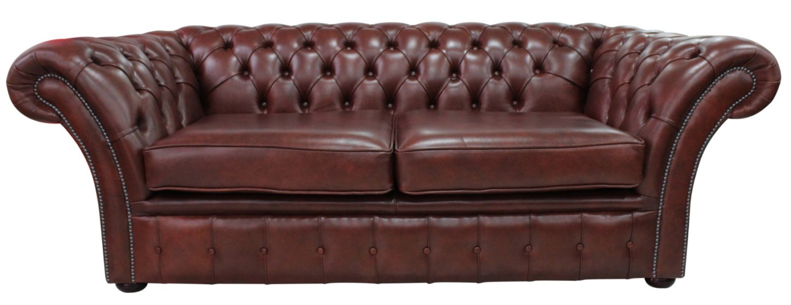 Product photograph of Chesterfield 3 Seater Byron Conker Leather Sofa Bespoke In Balmoral Style from Chesterfield Sofas