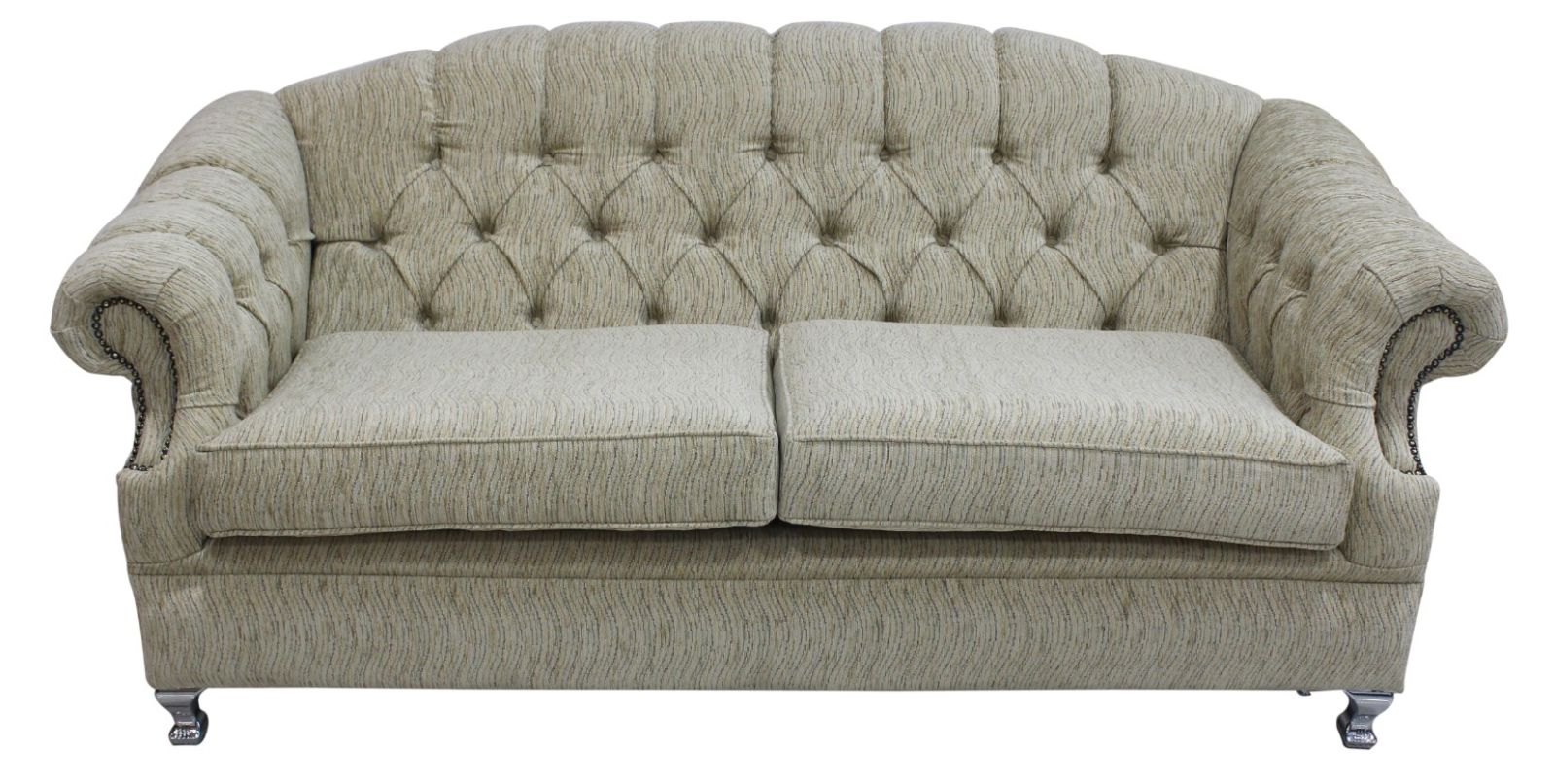 Product photograph of Chesterfield 3 Seater Camden Ripple Honey Fabric Sofa Bespoke In Victoria Style from Chesterfield Sofas