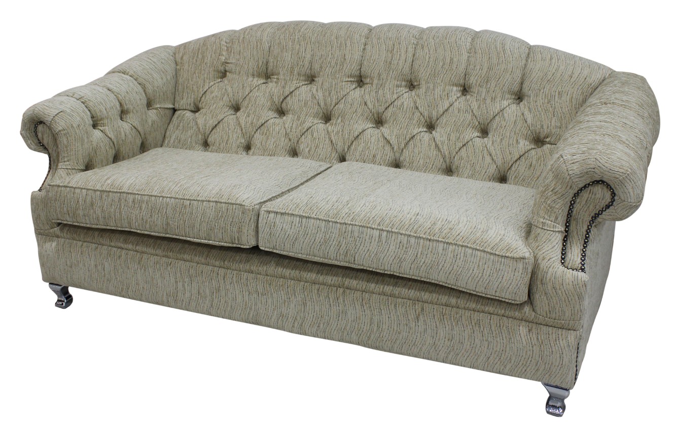 Product photograph of Chesterfield 3 Seater Camden Ripple Honey Fabric Sofa Bespoke In Victoria Style from Chesterfield Sofas.