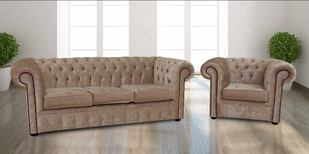 Product photograph of Chesterfield 3 Seater Club Chair Senso Oyster Velvet Fabric Suite In Classic Style from Chesterfield Sofas