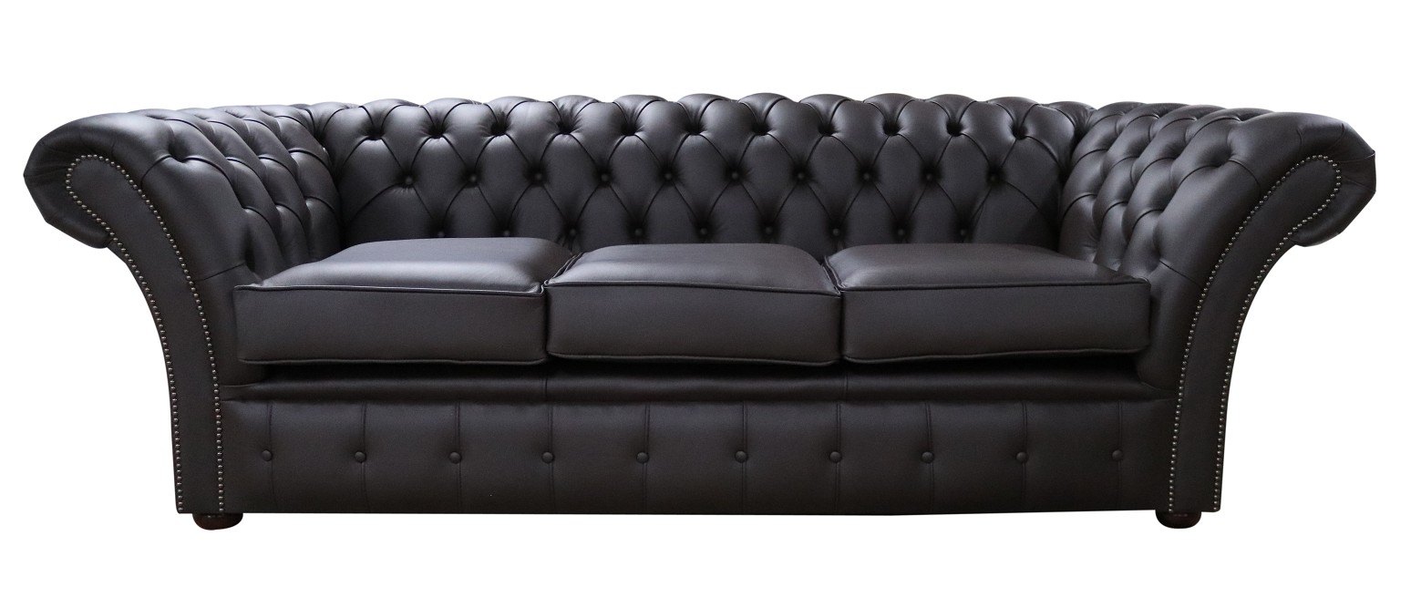 Product photograph of Chesterfield 3 Seater Contempo Dark Chocolate Leather Sofa Settee In Balmoral Style from Chesterfield Sofas