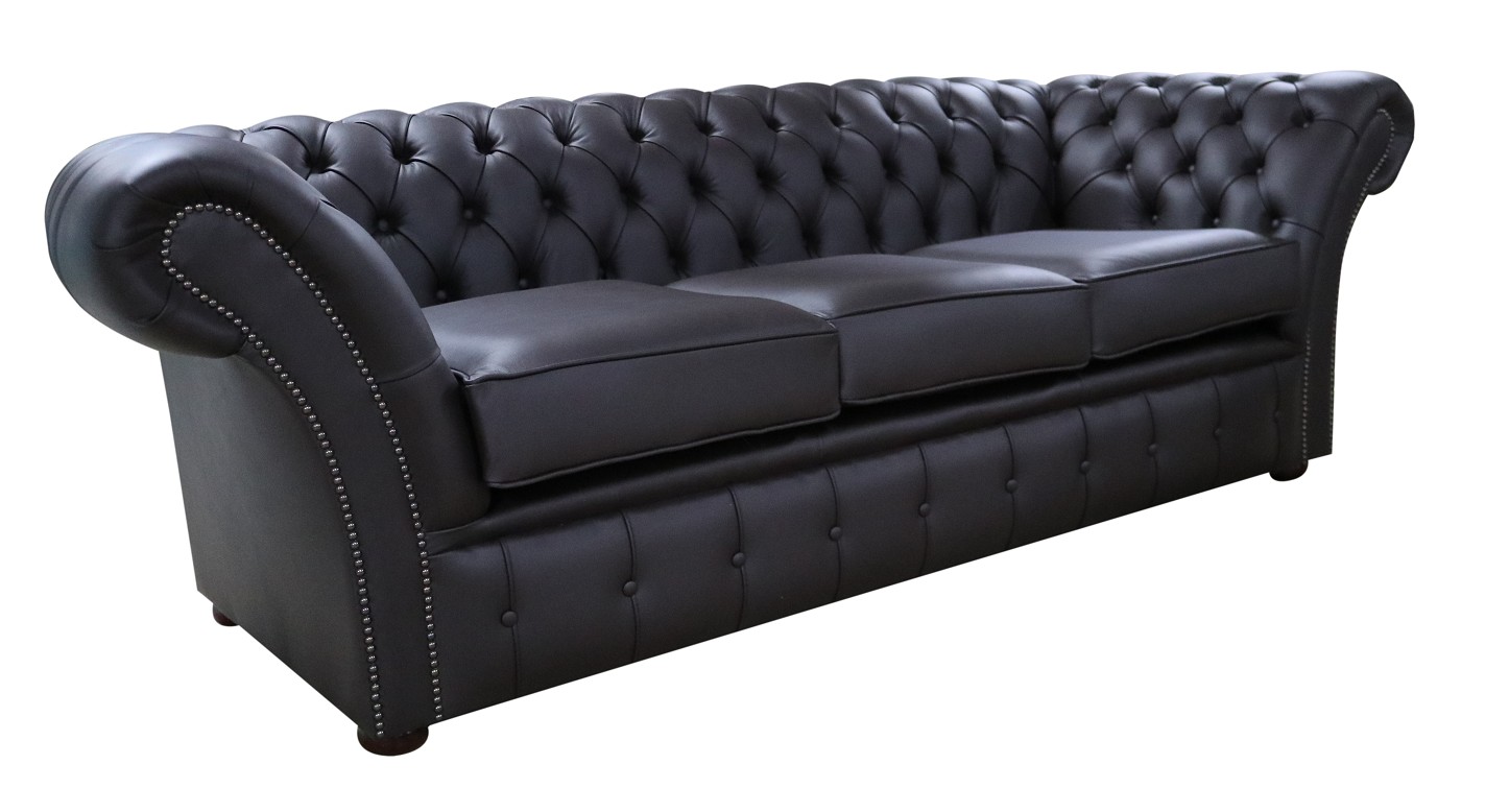 Product photograph of Chesterfield 3 Seater Contempo Dark Chocolate Leather Sofa Settee In Balmoral Style from Chesterfield Sofas.
