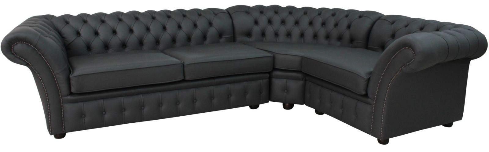 Product photograph of Chesterfield 3 Seater Corner 1 Seater Steel Grey Leather Cushioned Corner Sofa In Balmoral Style from Chesterfield Sofas