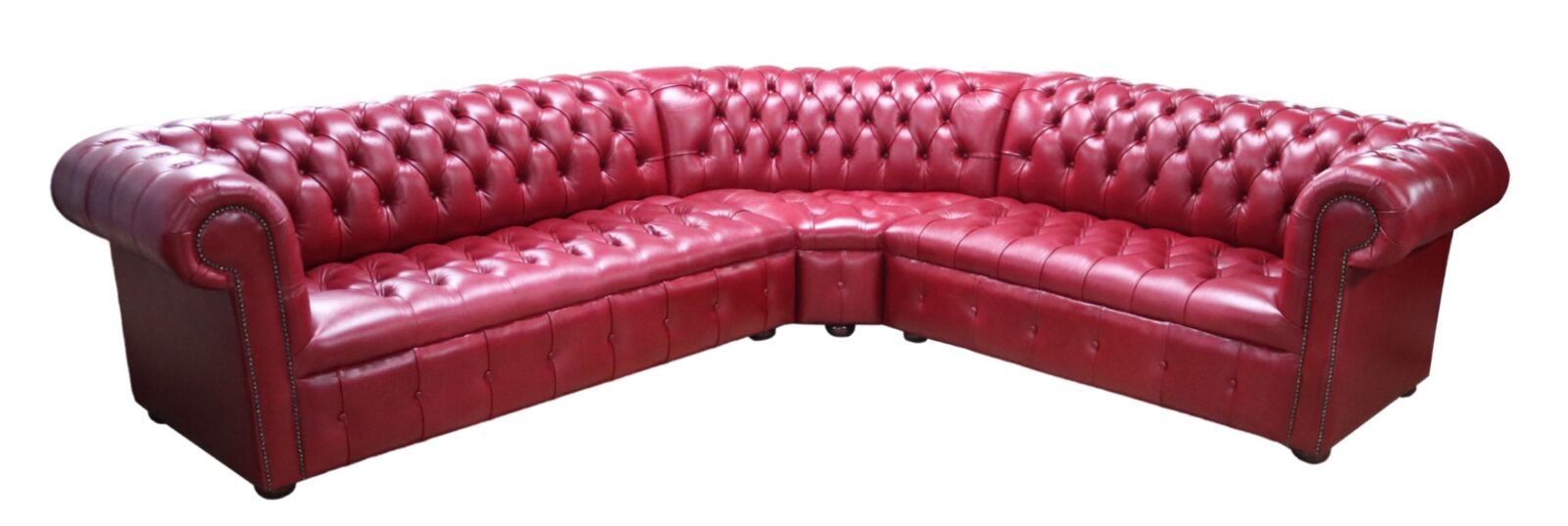 Product photograph of Chesterfield 3 Seater Corner 2 Seater Old English Gamay Leather Buttoned Seat Corner Sofa In Classic Style from Chesterfield Sofas