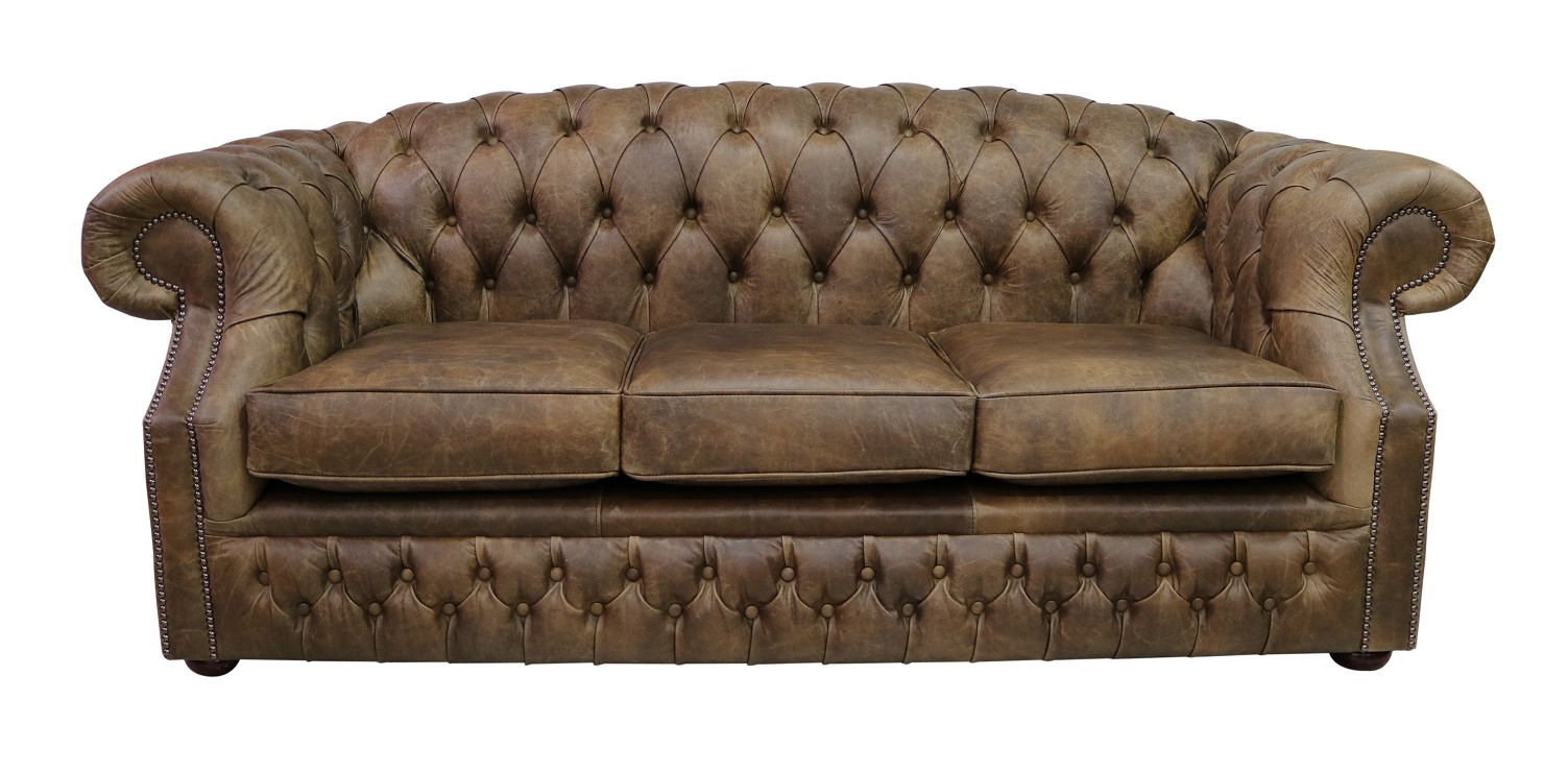 Product photograph of Chesterfield 3 Seater Cracked Wax Tobacco Leather Sofa Bespoke In Buckingham Style from Chesterfield Sofas