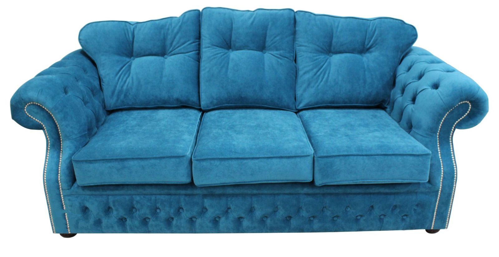 Product photograph of Chesterfield 3 Seater Danza Teal Fabric Sofa Settee Custom Made In Era Style from Chesterfield Sofas