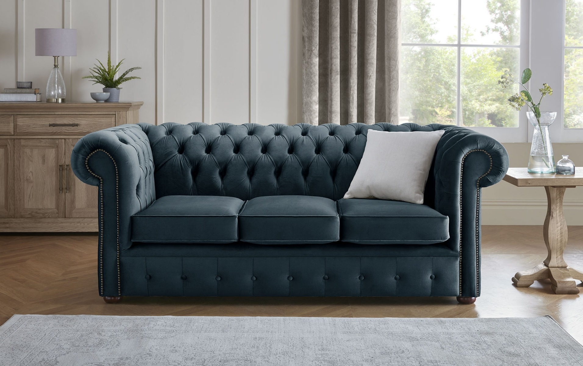 Product photograph of Chesterfield 3 Seater Fabric Malta Peacock 04 Sofa from Chesterfield Sofas