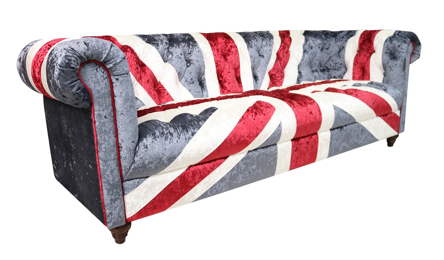 Product photograph of Chesterfield 3 Seater Luxury Velvet Sofa In Union Jack Style from Chesterfield Sofas.