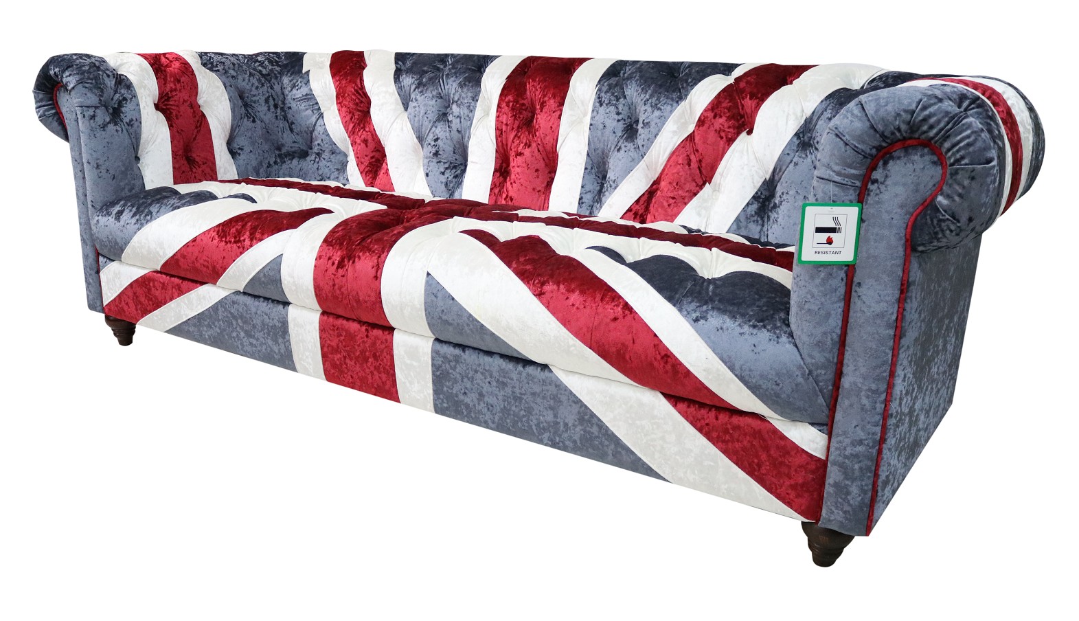 Product photograph of Chesterfield 3 Seater Luxury Velvet Sofa In Union Jack Style from Chesterfield Sofas.