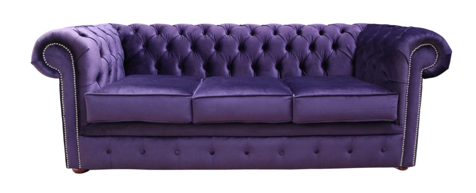 Product photograph of Chesterfield 3 Seater Malta Amethyst Purple Real Velvet Sofa In Classic Style from Chesterfield Sofas