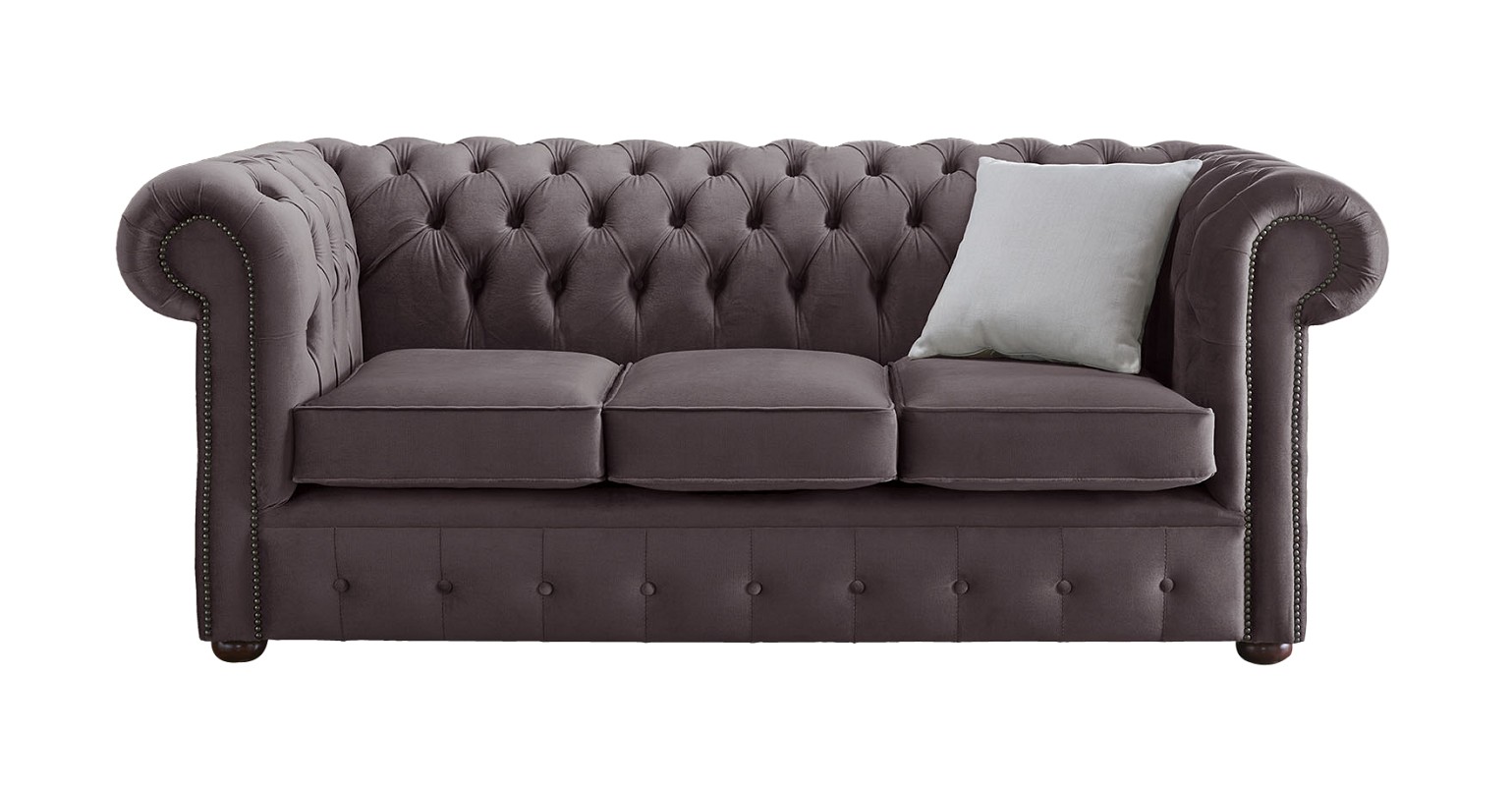 Product photograph of Chesterfield 3 Seater Malta Lavender Purple Velvet Fabric Sofa In Classic Style from Chesterfield Sofas
